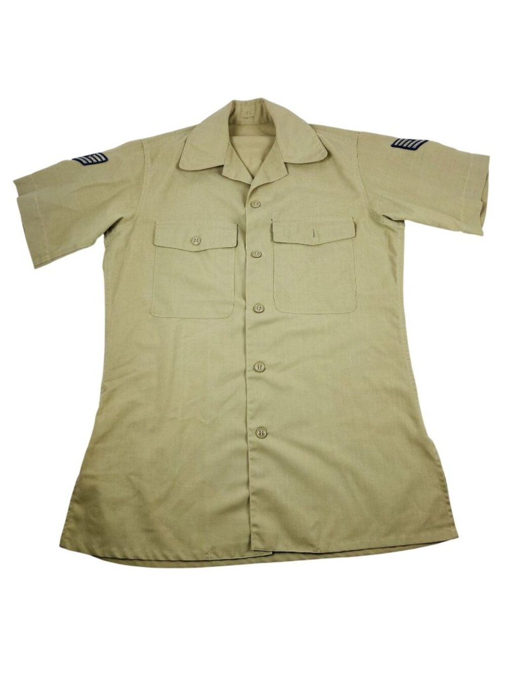 VTG 1960s US Air Force Enlisted 14 1/2 #7615 Khaki Shirt Sergeant Patches